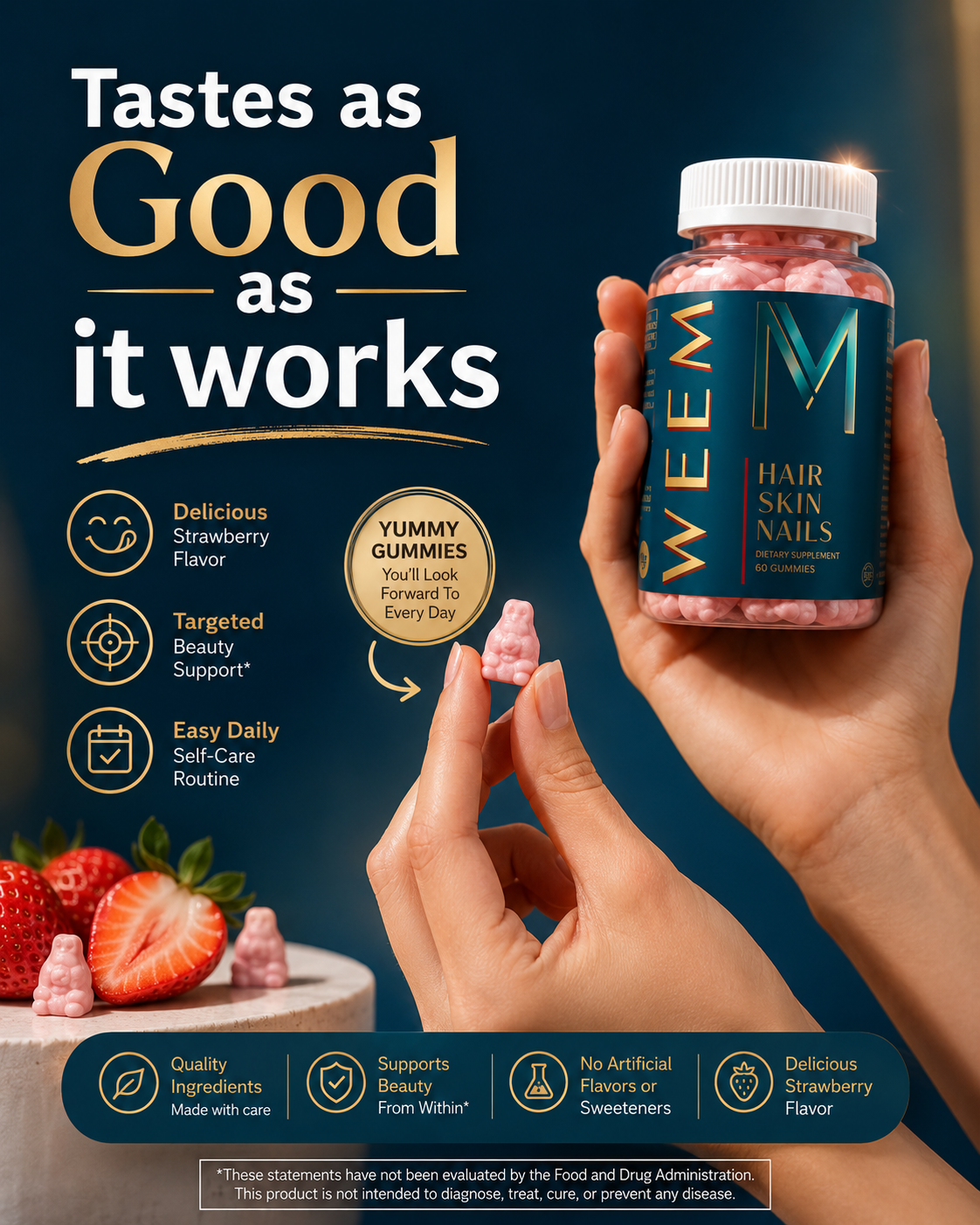 WEEM Hair Skin and Nails Gummies with Biotin – Hair Growth & Beauty Vitamins