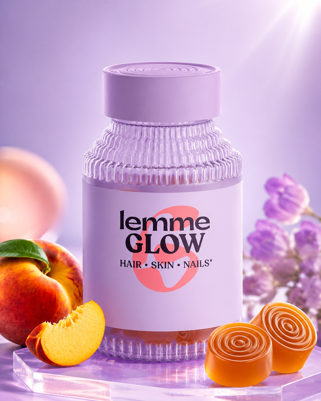 Lemme Glow Collagen Gummies with Biotin & Multi-Collagen Peptides – Hair, Skin & Nails Support