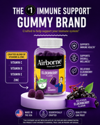Airborne Elderberry + Zinc Gummies with Vitamins C, D & E – Immune Support 50 Count