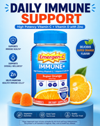 Emergen-C Immune+ Triple Action Gummies with 1000mg Vitamin C – Super Orange 45 Count