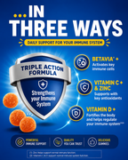 Emergen-C Immune+ Triple Action Gummies with 1000mg Vitamin C – Super Orange 45 Count