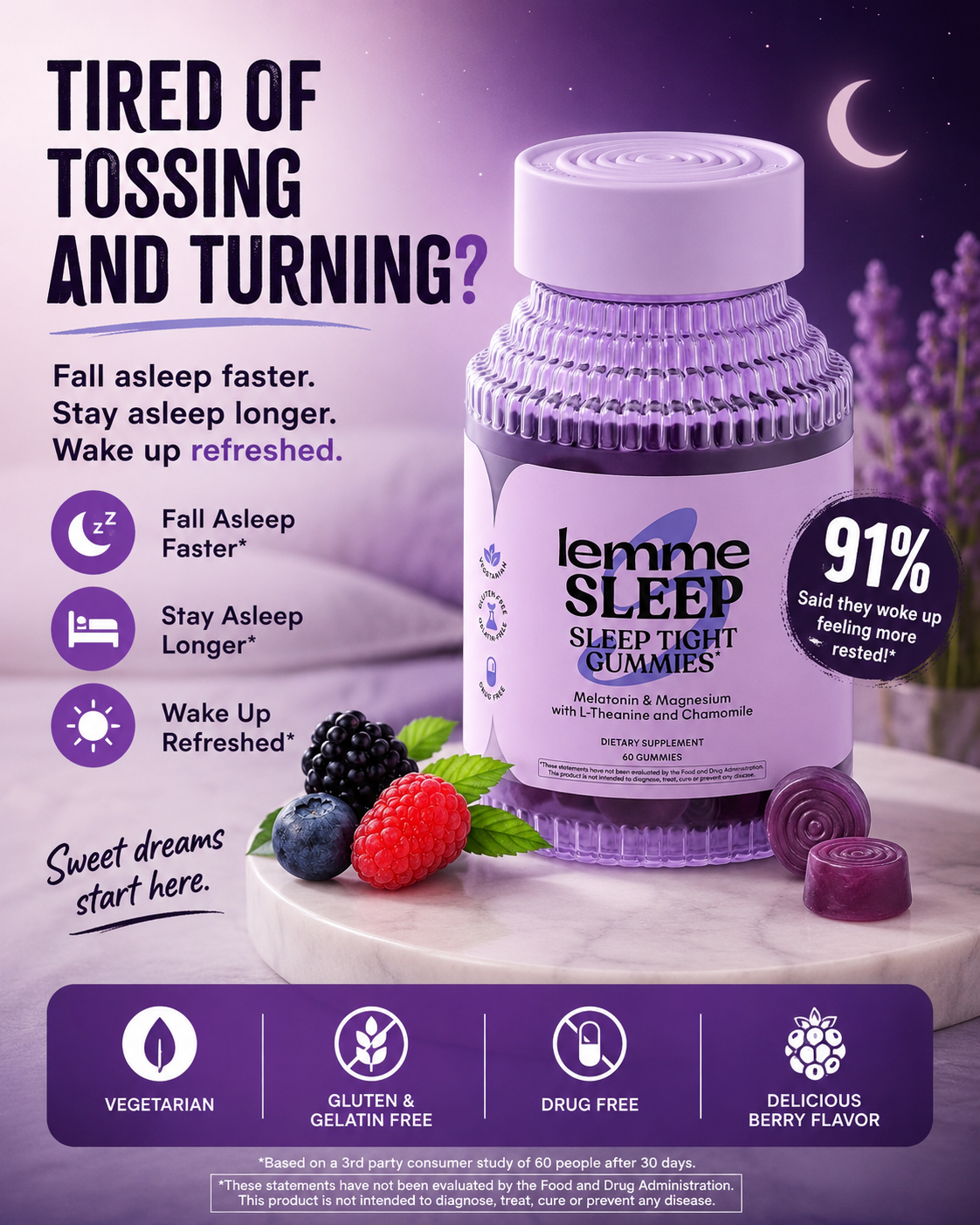 Lemme Sleep Gummies with 5mg Melatonin – Relaxing Sleep Aid for Women