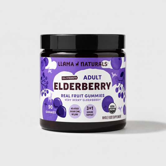 Llama Naturals Organic Elderberry Gummies with Vitamin C & Zinc – Vegan Immune Support 90 Count