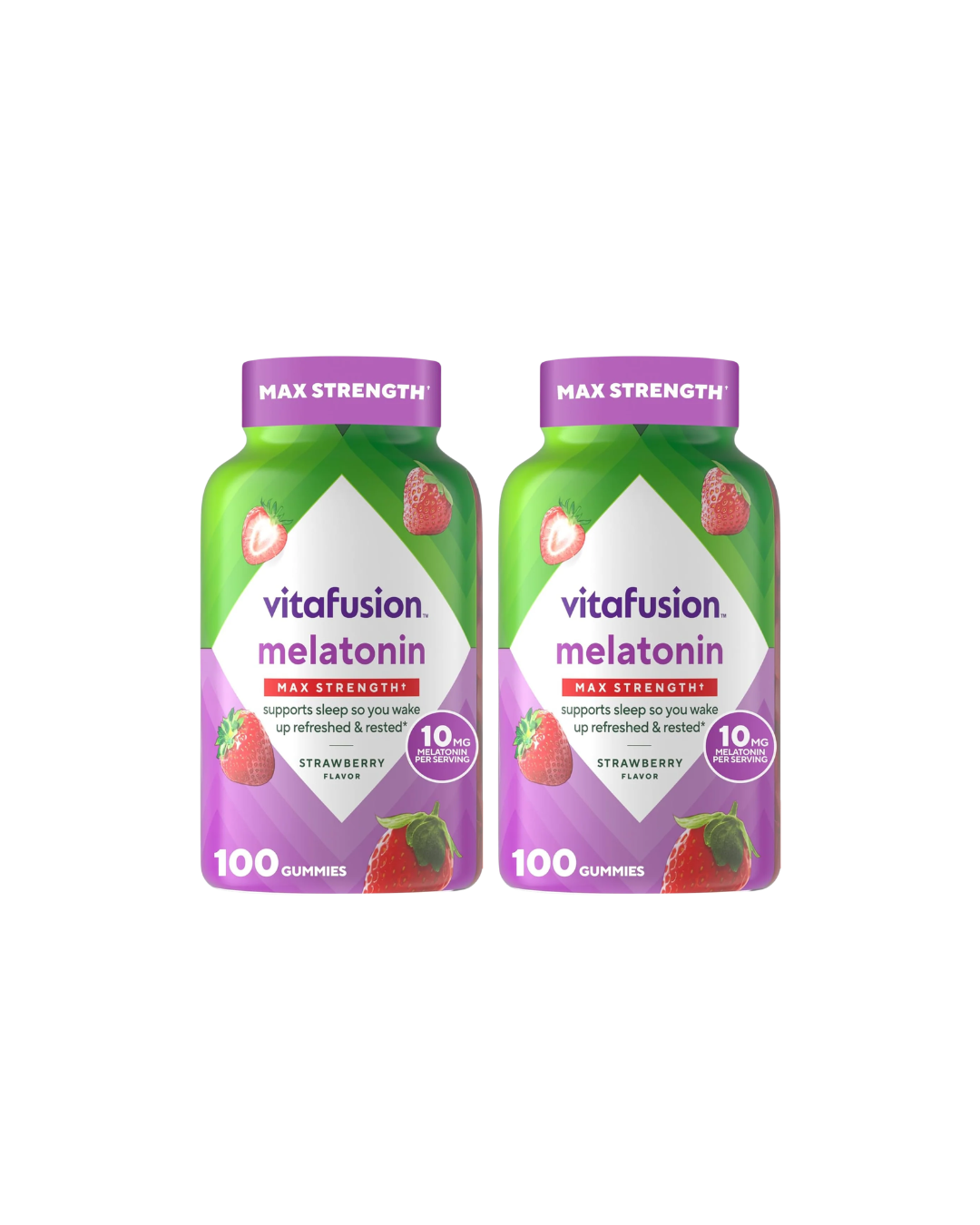 Vitafusion Max Strength 10mg Melatonin Gummies – Strawberry Sleep Support 100 Count