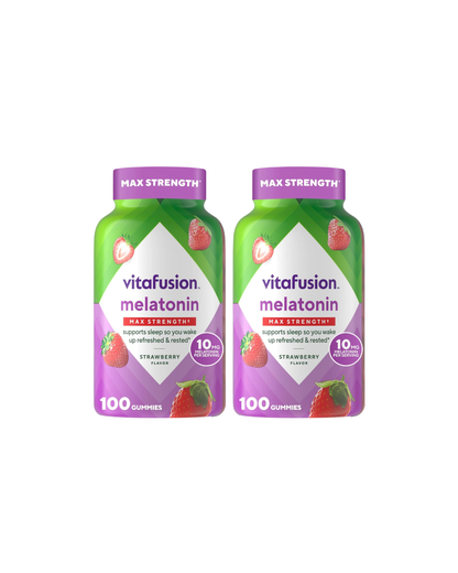 Vitafusion Max Strength 10mg Melatonin Gummies – Strawberry Sleep Support 100 Count