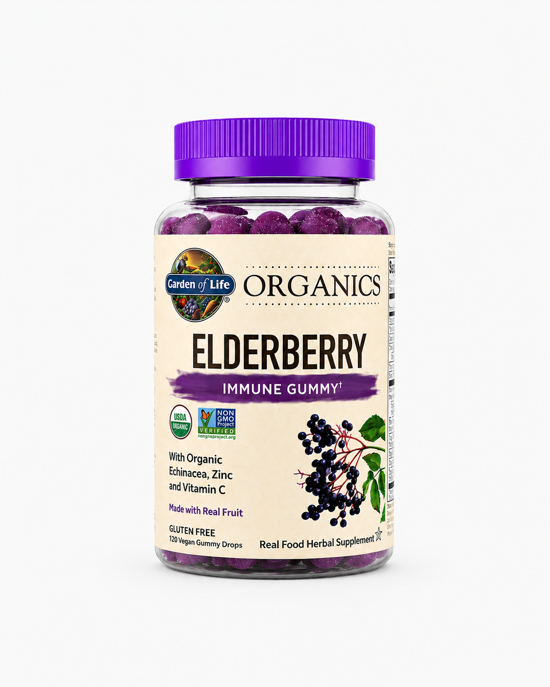 Garden of Life Organics Elderberry Gummies with Vitamin C, Zinc & Echinacea – Immune Support for Adults & Kids 120 Count