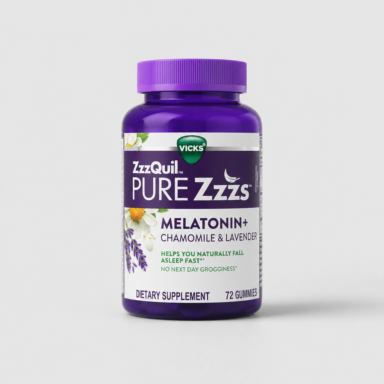 ZzzQuil Pure Zzzs Melatonin Gummies 2mg – Sleep Aid with Chamomile & Lavender