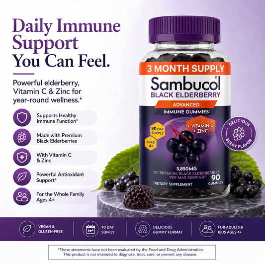 Sambucol Elderberry Gummies with Vitamin C & Zinc – Immune Support Supplement for Adults & Kids, 90 Count